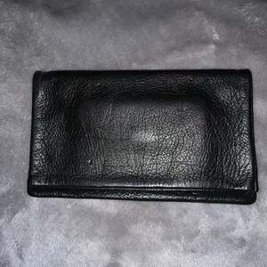 Vintage Black Leather Fold Flap Clutch Wallet
